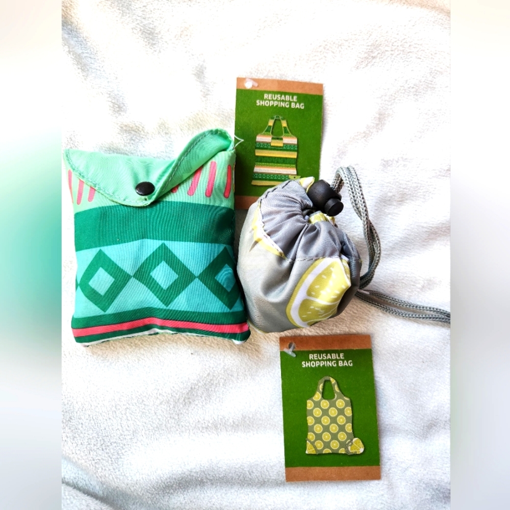 Two, foldable, reusable bags